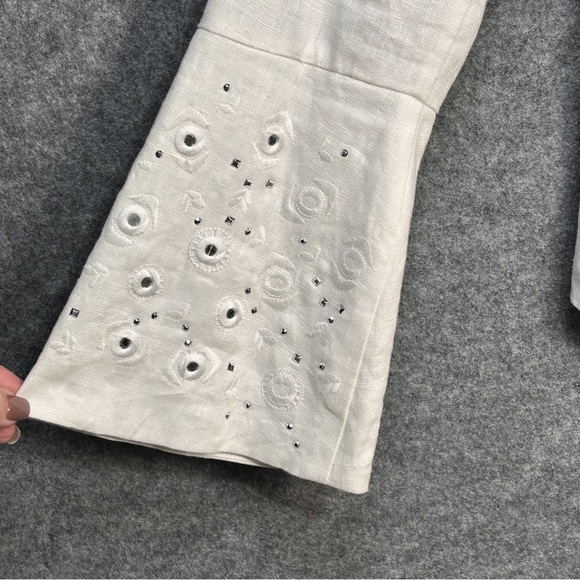 INC International Concepts Size L White Linen Bell Sleeves Mirror Zip Jacket New - Picture 4 of 8